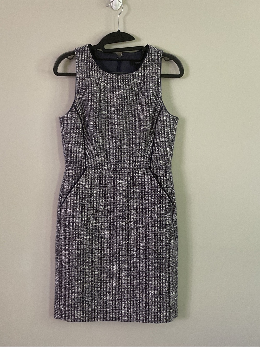 J.Crew Textured Tweed Sleeveless Sheath Dress with Black Trim (size 4p)
